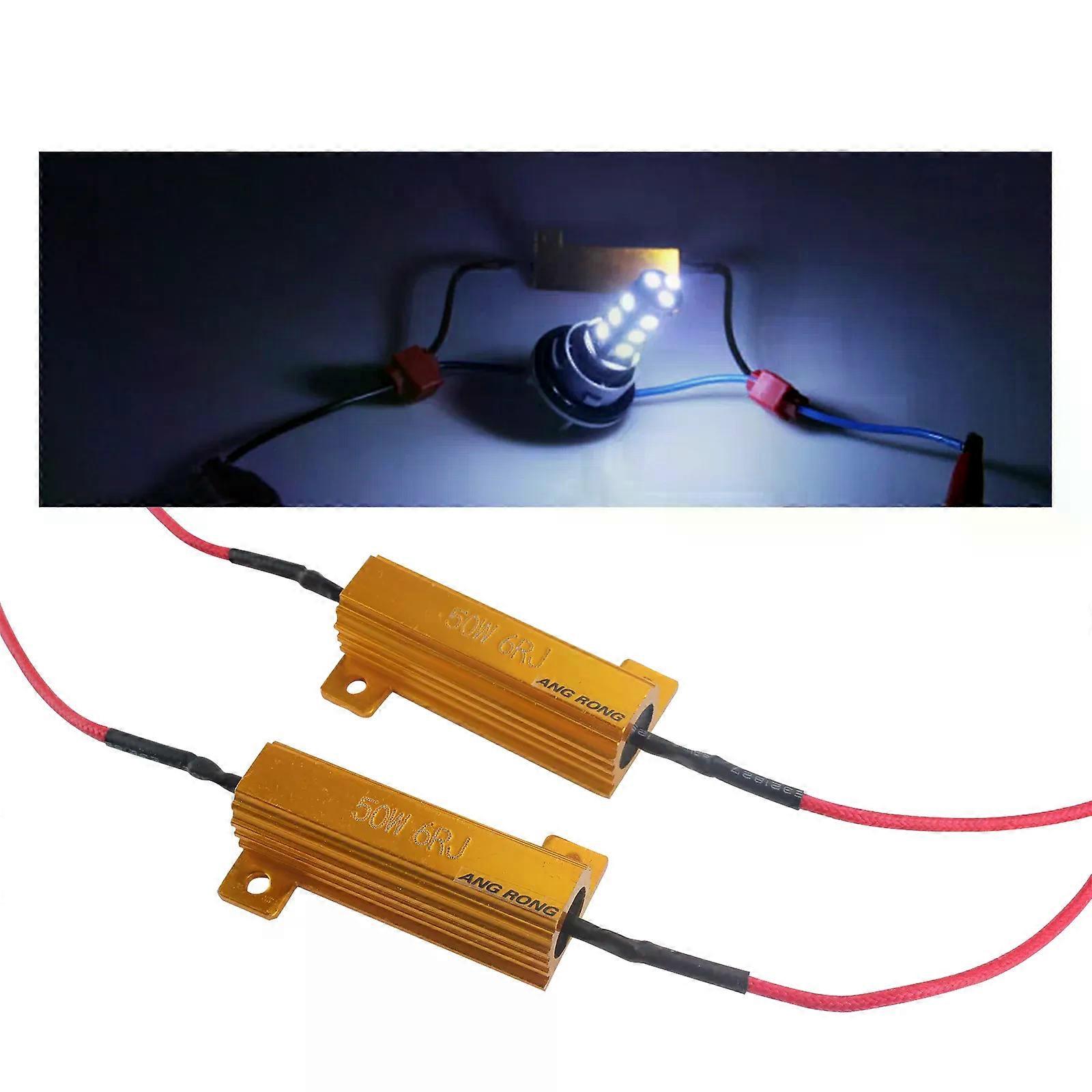 ANGRONG 2x 50w 6 ohm Load Resistors LED HeadLight Fog Light Daytime DRL Canbus No Error DRL Wiring Canceller Decoder