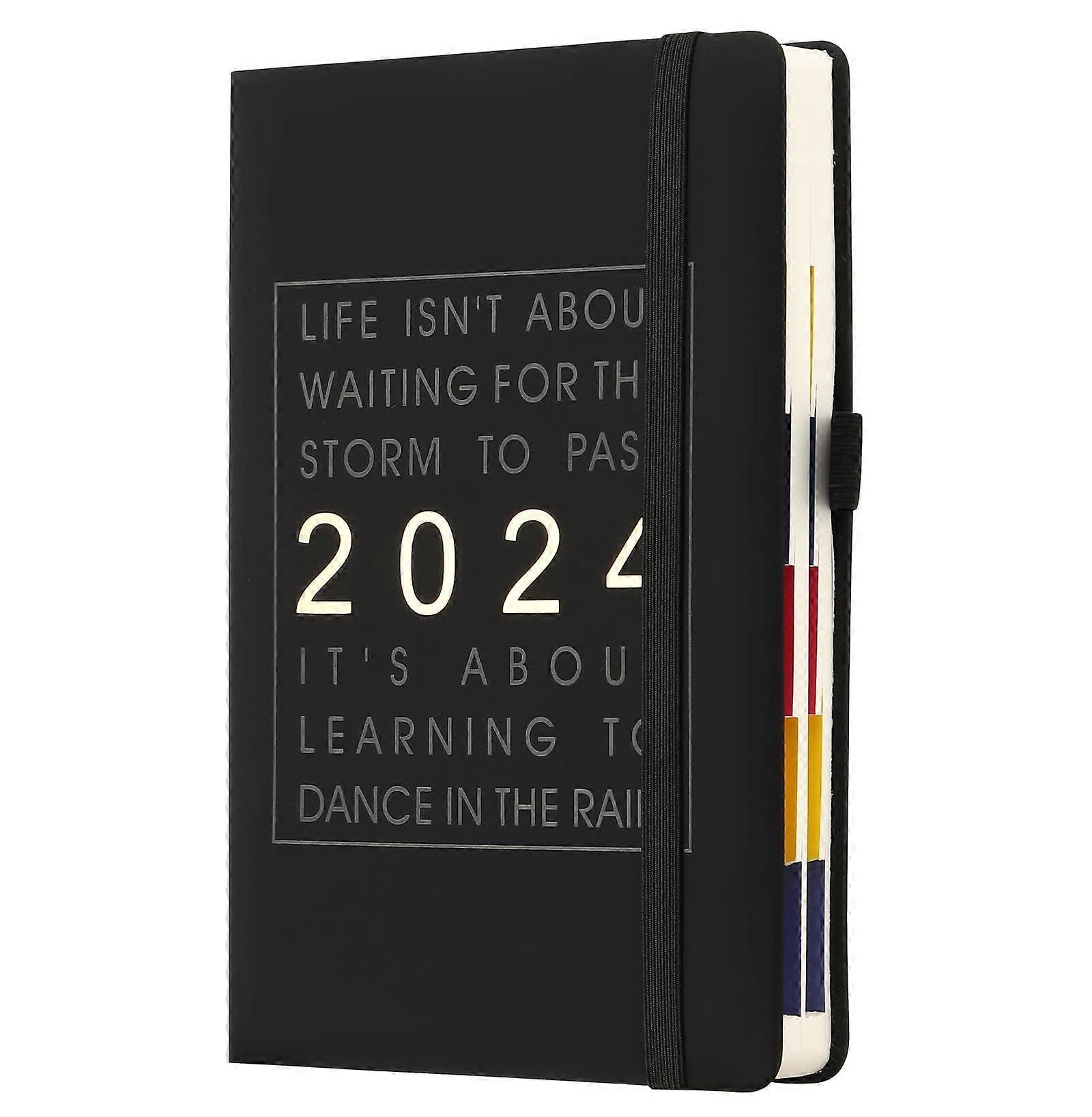 2024 A5 Diary, 2024 Diary Pages, Weekly and Monthly Planner with Monthly Tabs, January to December 2024, 320 Pages (Black 2024)(black)