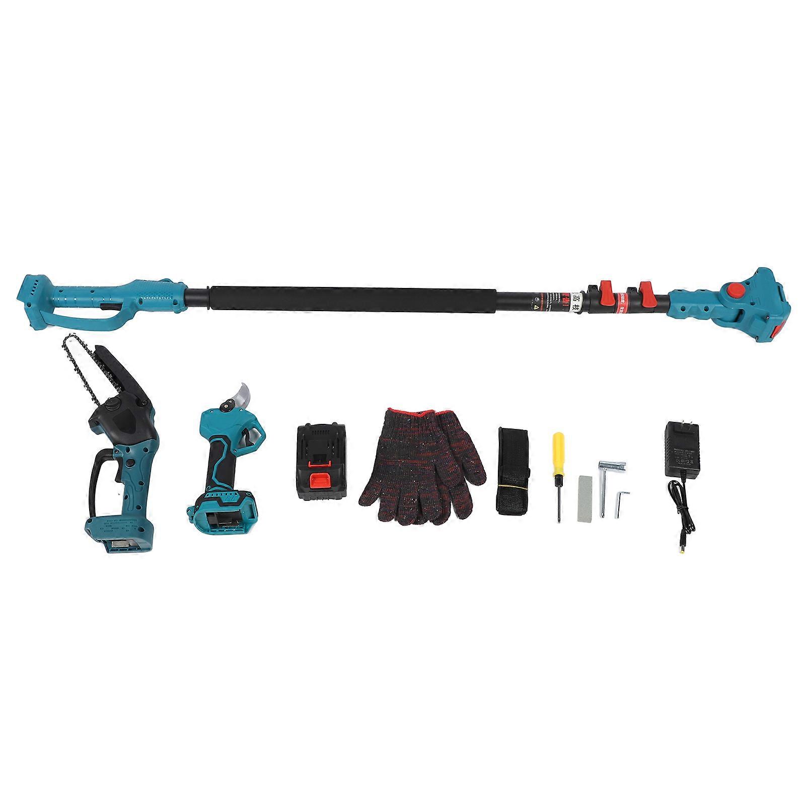 Cordless Electric Pruner Kit Handheld Rechargeable Digital Display Pruning Shears Chainsaw Extension Pole 110‑