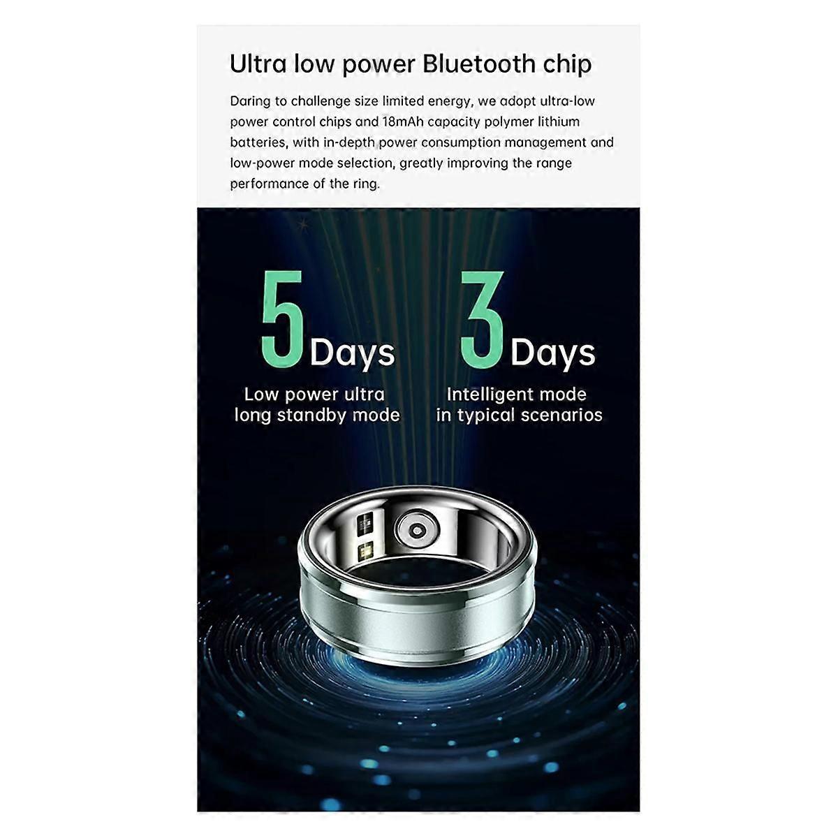 Smart Ring Health Body Temperature Blood Pressure NFC Fitness Tracker Ring for Video Scrolling Page Flipping,Cyan