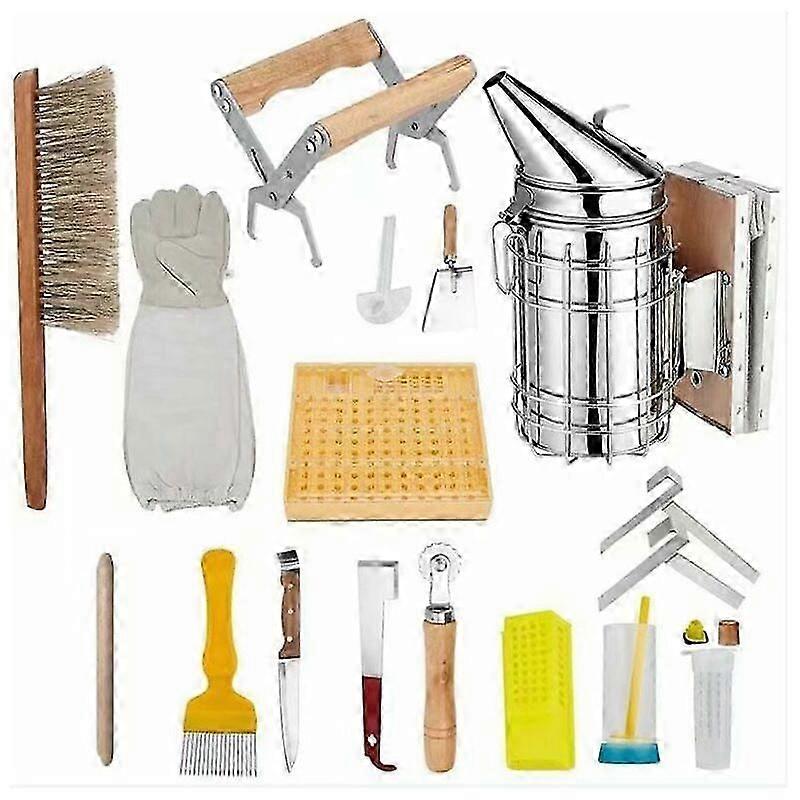 養蜂ツールセット、15ピース高級養蜂家スターターキット養蜂スーツ養蜂用品プロと初心者の養蜂家に適しています