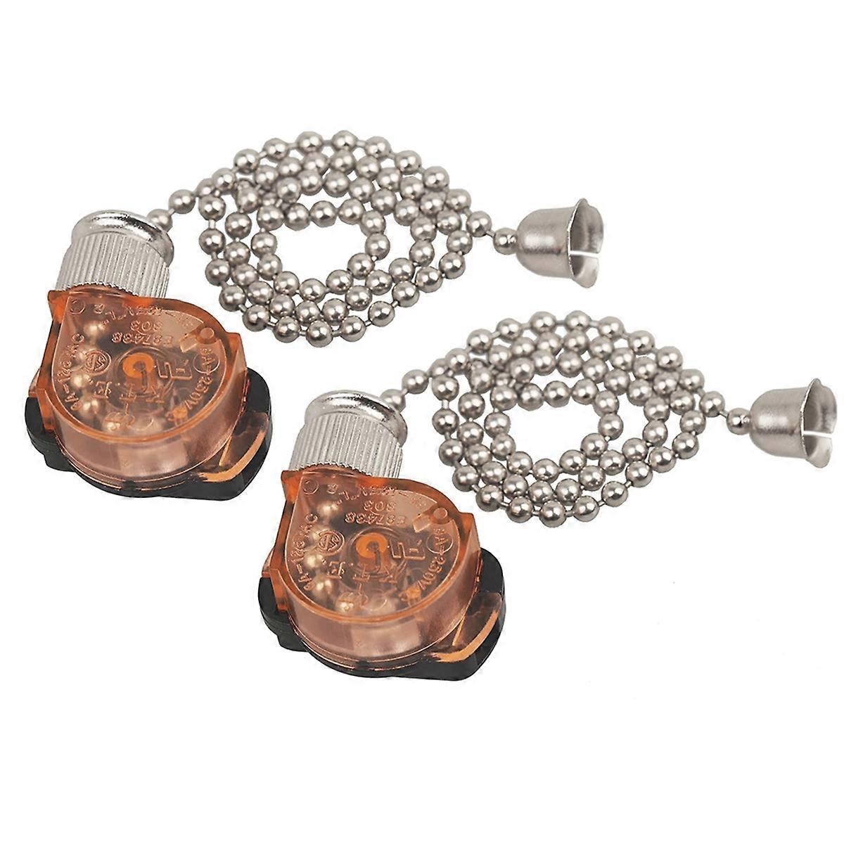 2pcs Ceiling Fan Light Switch,E87438 Fan Lamp Switch with 11in Beaded Pull Chain,6A 125VAC, Electri