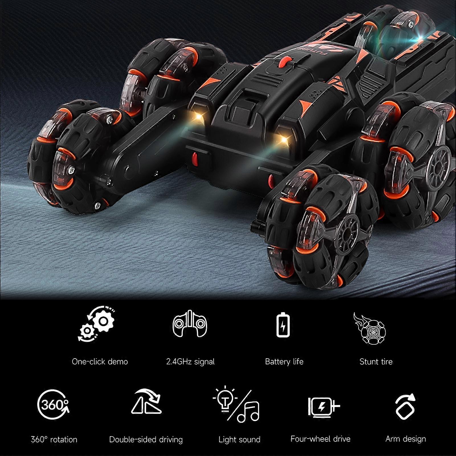 Remote Control Stunt Car for Kids Double Sided 2.4GHz Watch Remote Stunt Car 360° Stunt Roll Vehicles with Music Light