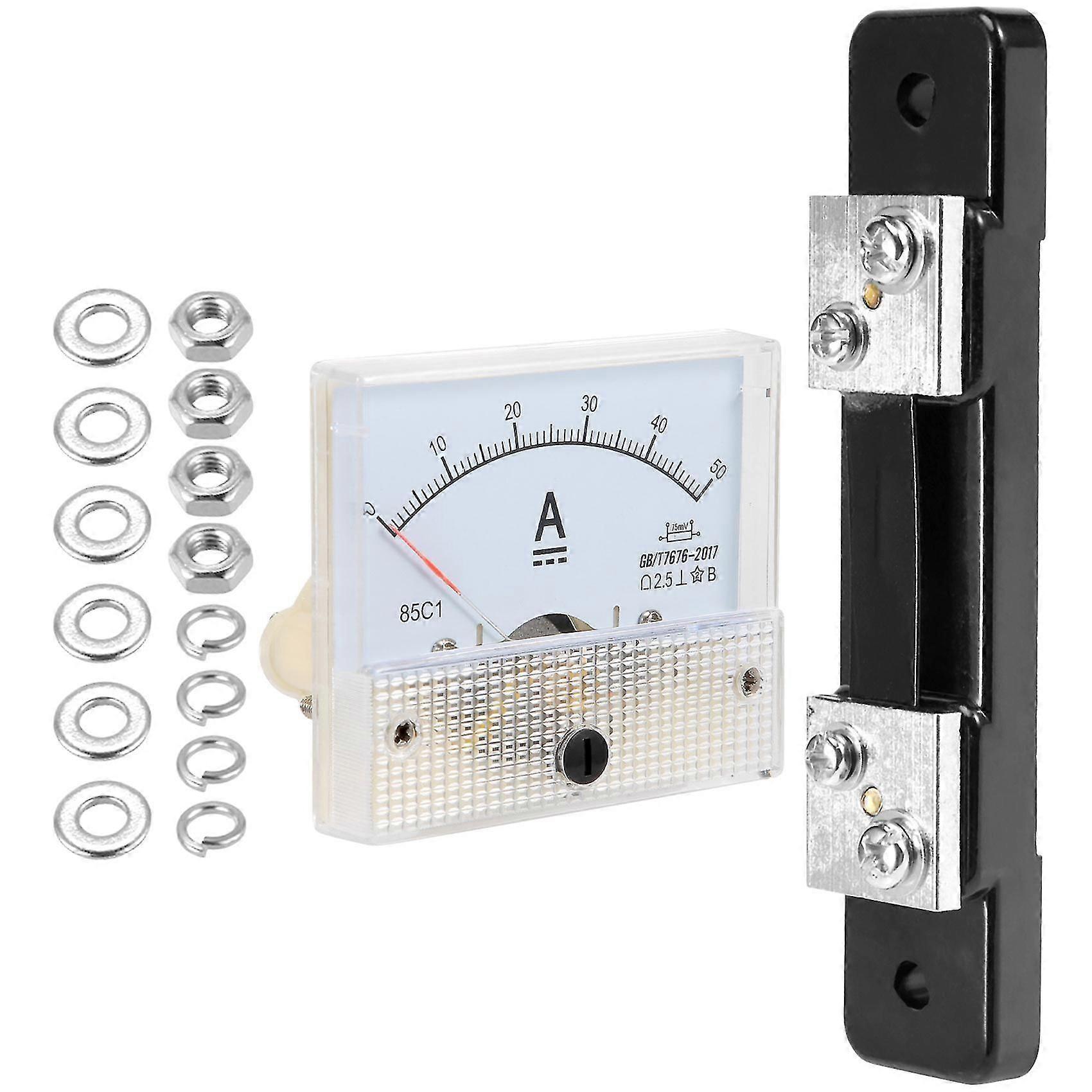 DC 0-50A Analog Amp Meter Ammeter Current Panel + 50A 75mV Shunt Resistor