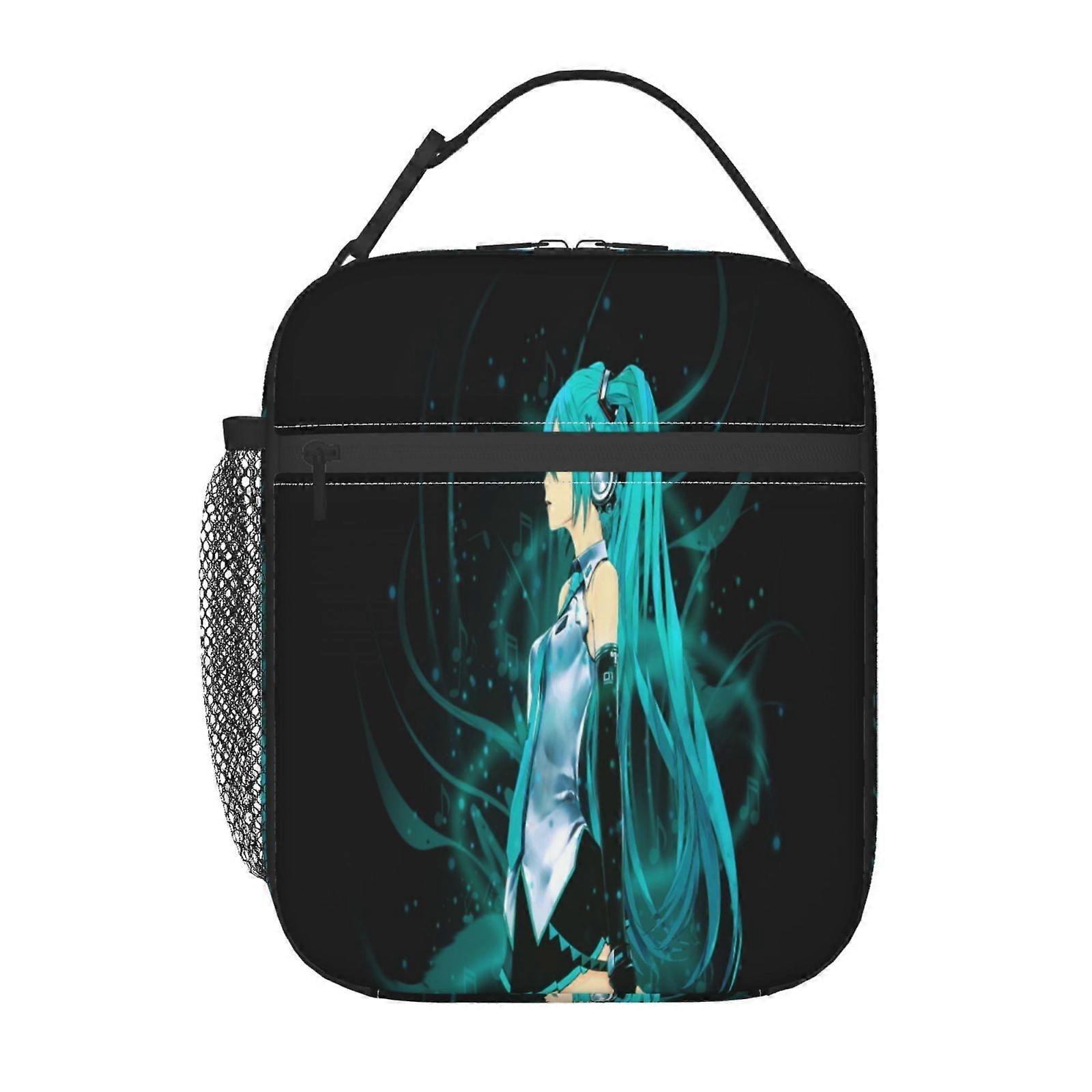 e279 Hatsune Miku Lunch Boxes Reusable Cooler Tote, Double Zipper Closure with Front Pocket, Perfect for Picnics Hiking Work y279