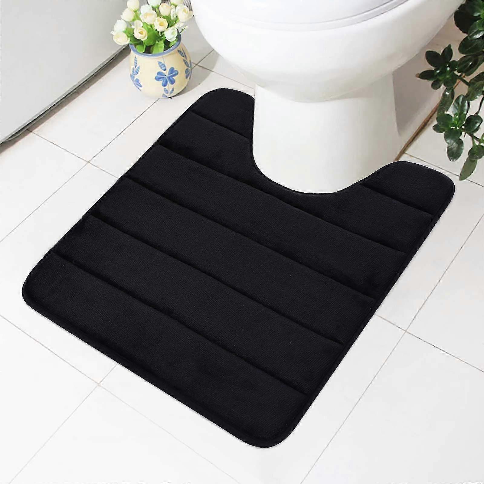 Grey Non-Slip Soft Toilet Rug by Homaxy with Memory Foam and Cutout 50 x 60 cm Absorbent Bath Mat for Standing Toilet Washable