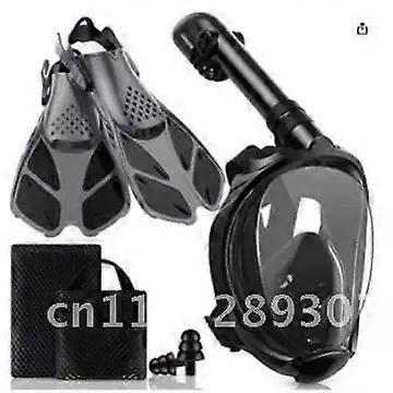 Full Dry Diving Mask Snorkeling Suit with Flippers - Silicone PVC Material Black Blue Emerald Colors S L Size for Adults