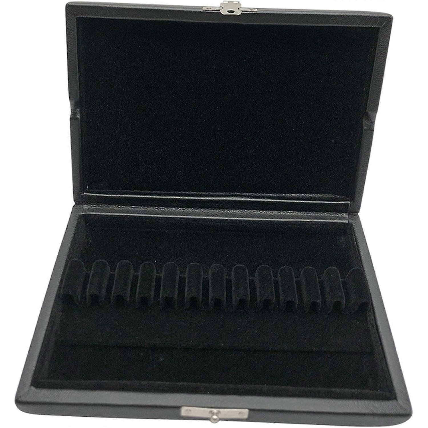 Oboe Reeds Storage Case – 12 Slot Leather Wood Reeds Holder Reeds Organizer with Flannel Slot for Wind Instrument Accessories