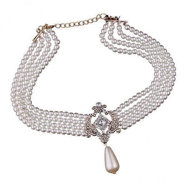 2-3pack Multi Strand 4 Layer Crystal Simulated Pearls Bib Choker Necklace