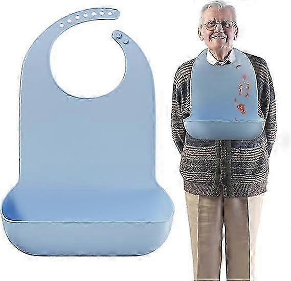 Adjustable Waterproof Bibs with Silicone Material for Elderly featuring a Crumb Catcher for Easy Feeding