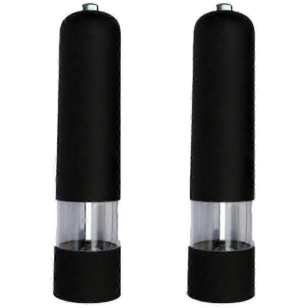 Electric Sea Salt & Pepper Mill Set with Light, Adjustable, Battery Powered, 2-Pack Black