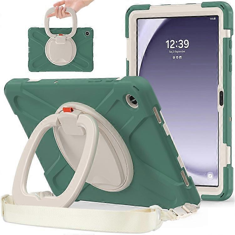 Compatible For Samsung Galaxy Tab A9+ Case Rotary Kickstand Anti-drop Tablet Cover with Shoulder Strap