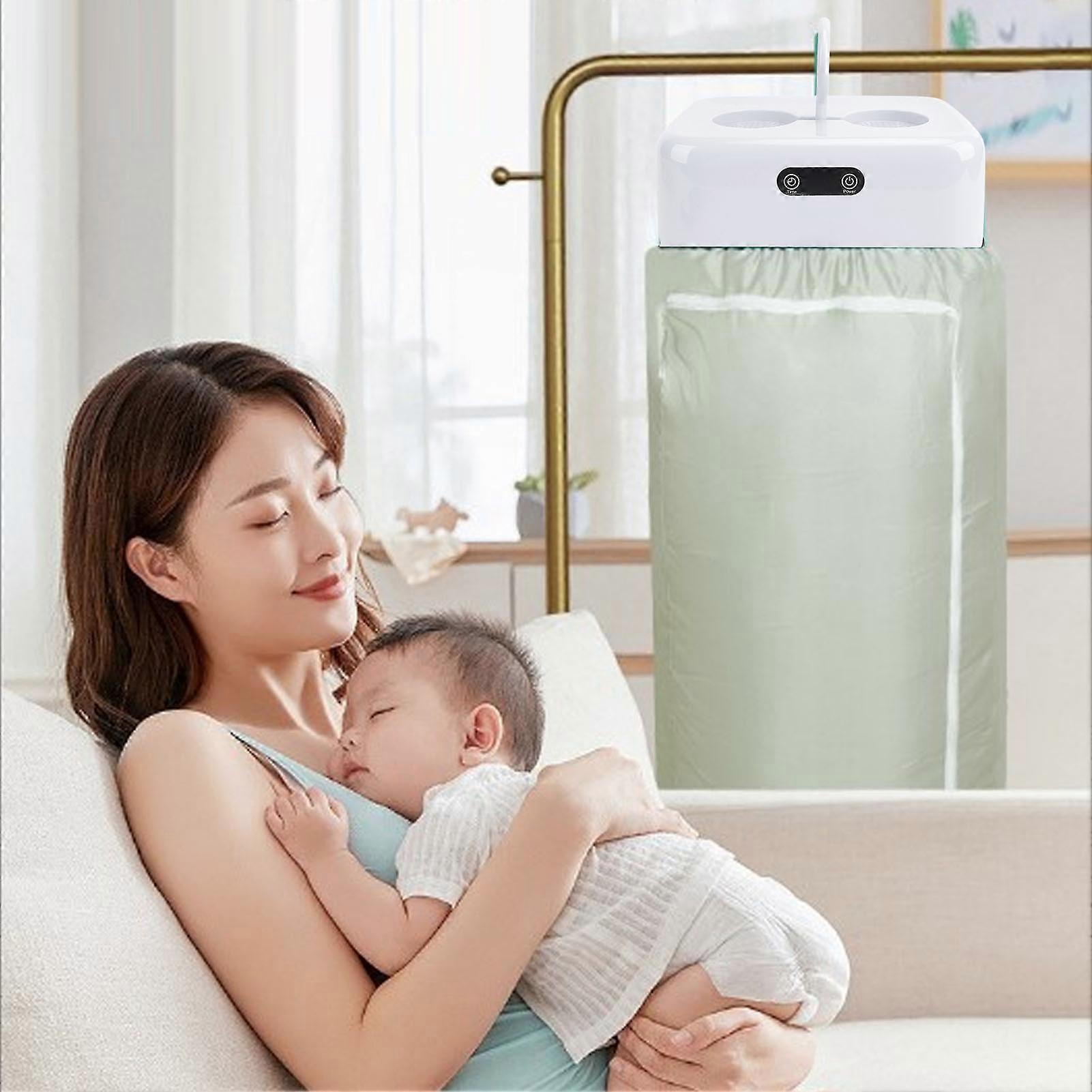 Portable Clothes Dryer Foldable Multifunctional Small Electric Drying Machine for Travel EU Plug 100‑240V White