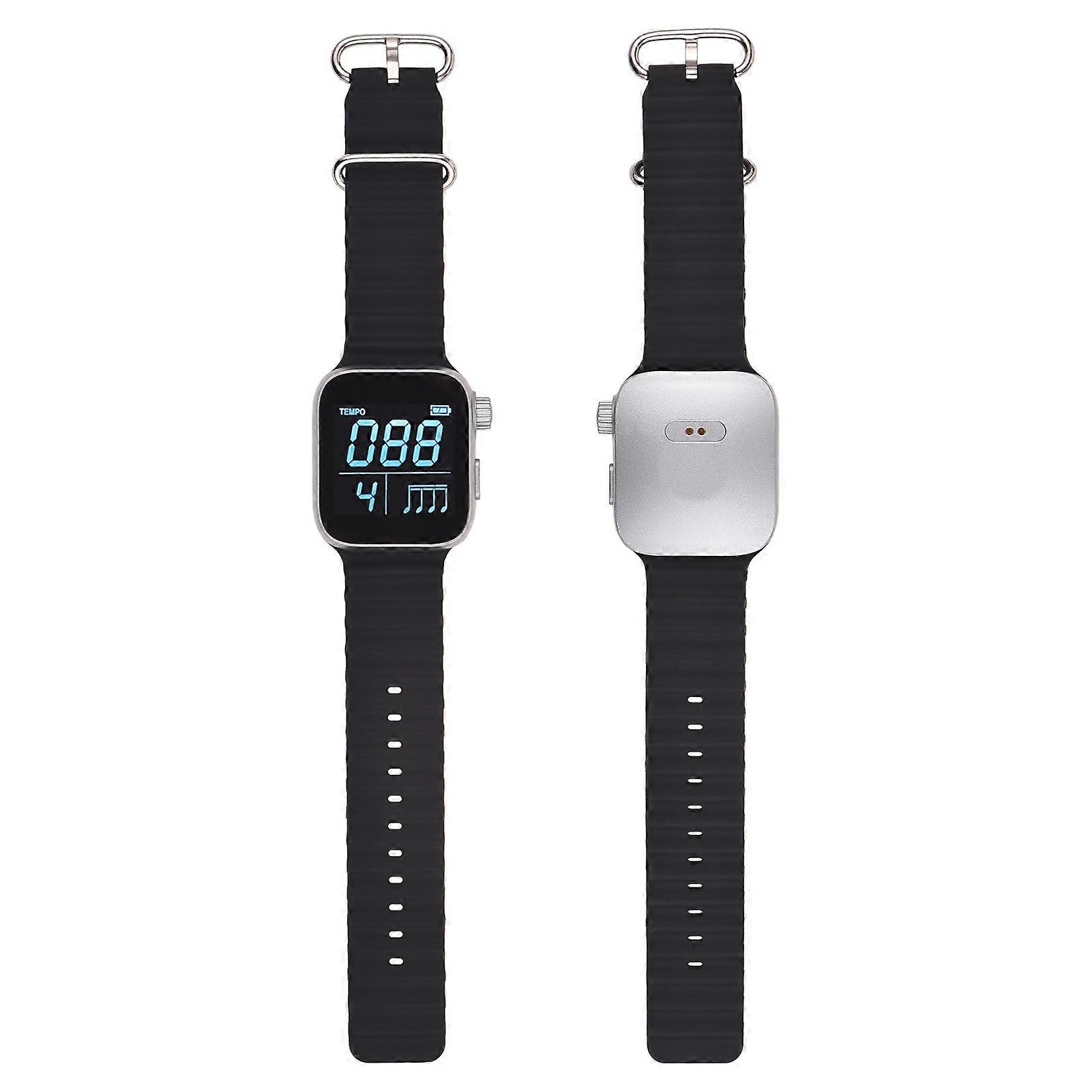 Metronome Watch Body Sensing Smart Vibration Watch Wearable Metronome Detachable Silicone Strap Music Exercise Dual Mode Portable Rhythmic Device Sil