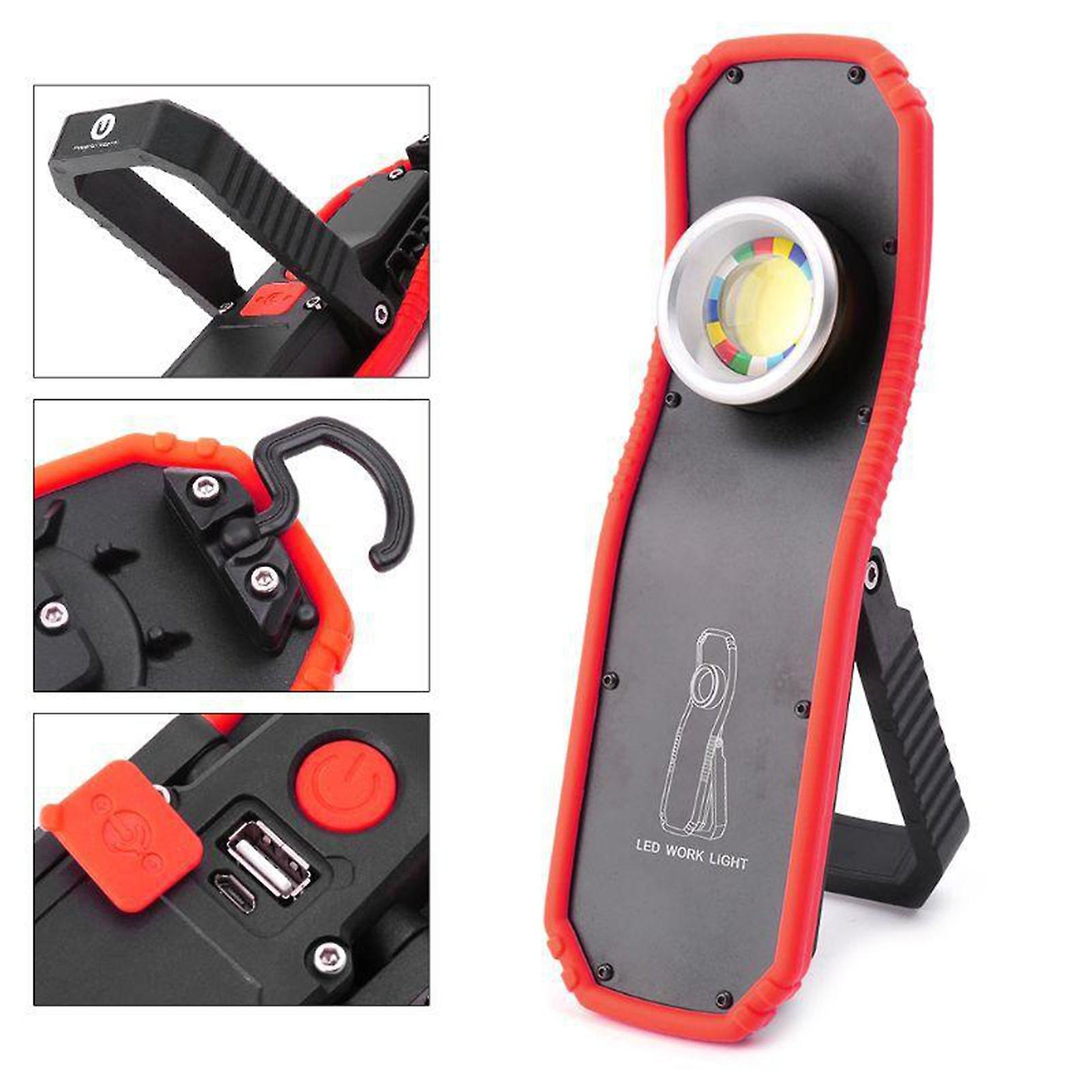 Portable Led Cob Flashlight Rechargeable Magnetic Lantern Camping Hook Lamp High-low Modes Lighting Work Light