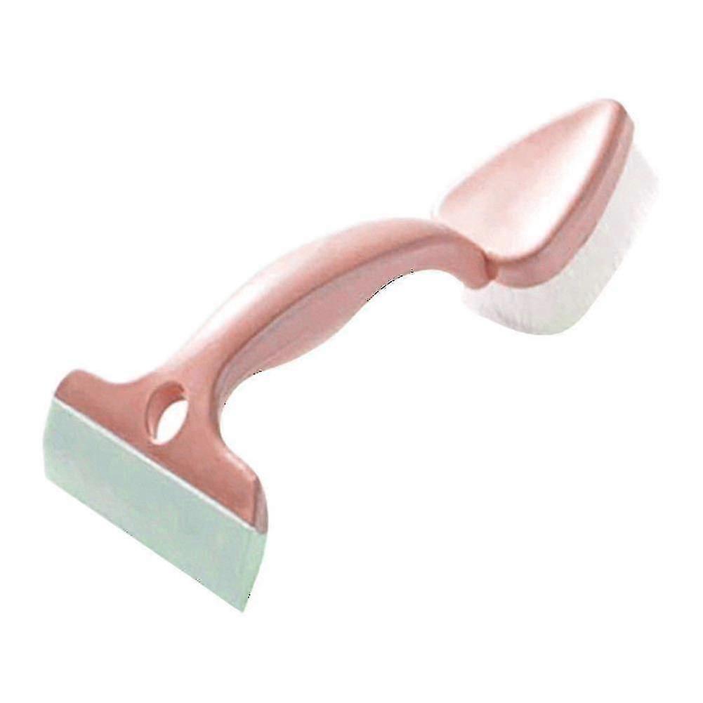 Double Head Glass Brush for Kitchen Bathroom Tiles Pink Triangle Scraper