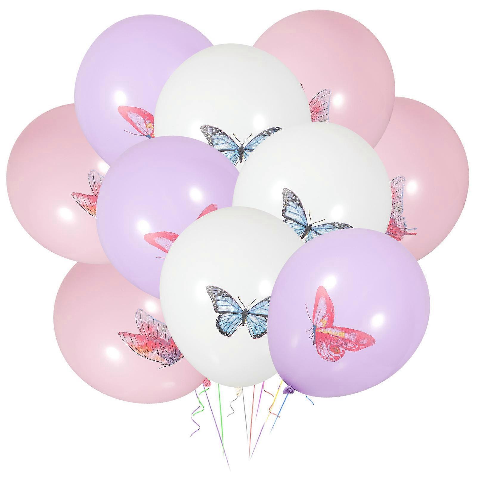 18pcs Creative Butterfly Latex Balloons for Birthday Party Decorations, Inflatable Balloons Backdrop for Photos and Events with Vibrant Floral Design