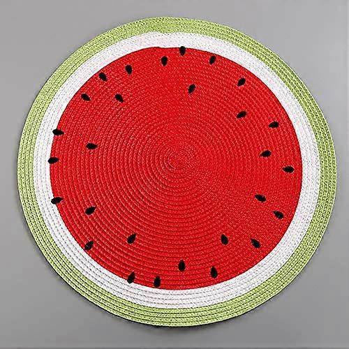 Washable Woven Round Tablecloth 38 cm Diameter Easy Care Watermelon Pattern