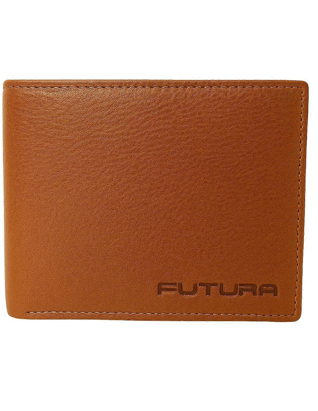 Futura Mens RFID Leather Coin Fold Over Genuine Leather Wallet