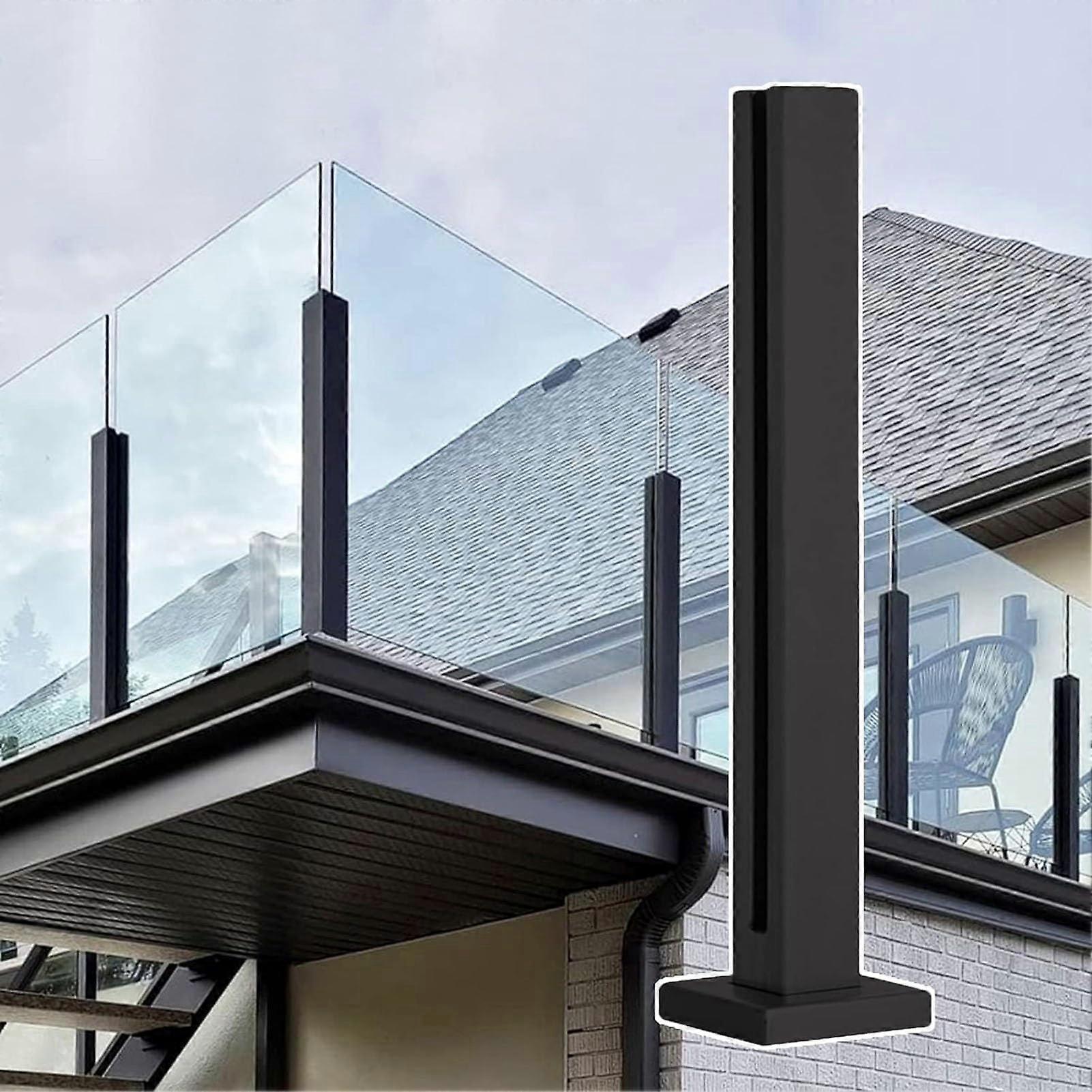 Stainless steel glass railing posts for 3/8' and 1/2' tempered glass, baluster column set – End Post 75cm/29.5in