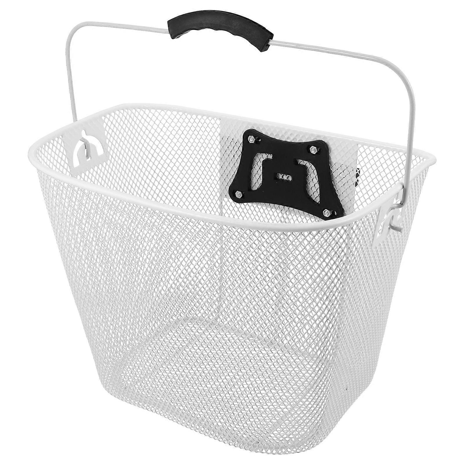 Spacious Iron Mesh Bicycle Basket Quick Release Handlebar Carrier for Adult Bikes – Sturdy Secure Storage for Personal Items Easy to Attach and Detach