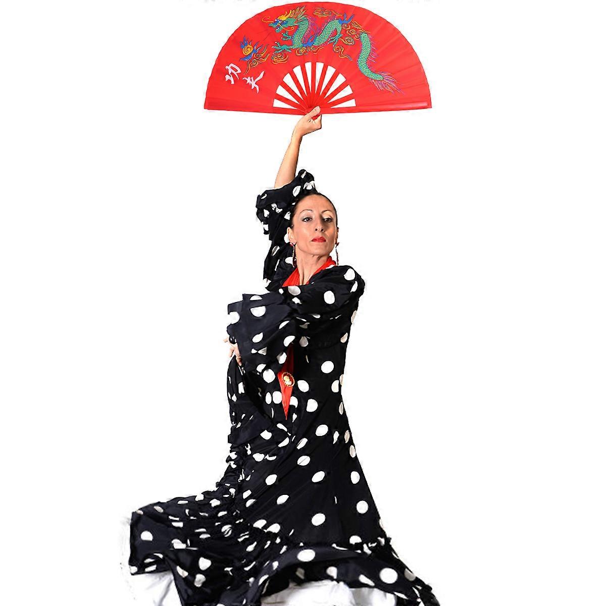 Kungfu Fan Plastic Chinese Fan for Decoration 1Pcs Red