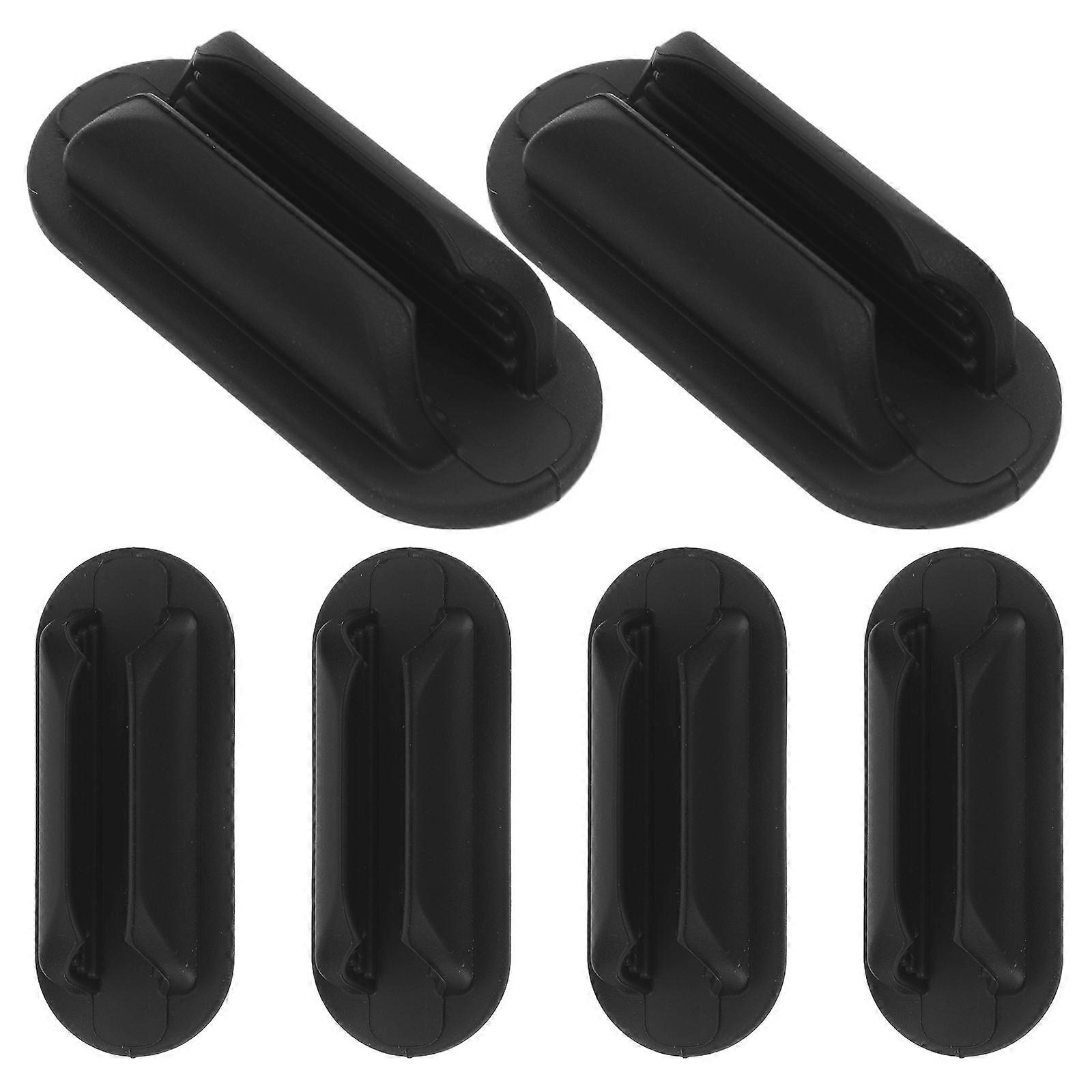 Adhesive Pencil Clip Portable Storage for School 6Pcs Black Soft Rubber Simple Design