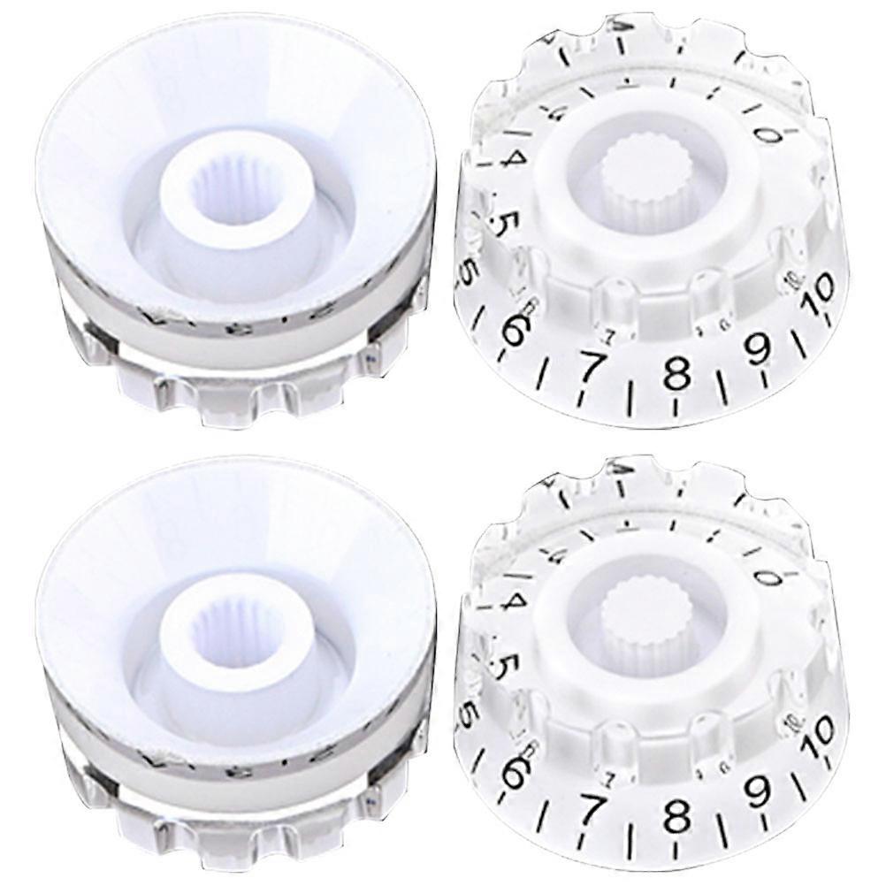 Guitar Volume Knobs Potentiometer Knobs Electric Guitar Bass Replacement Parts Round Shape White Color 4Pcs