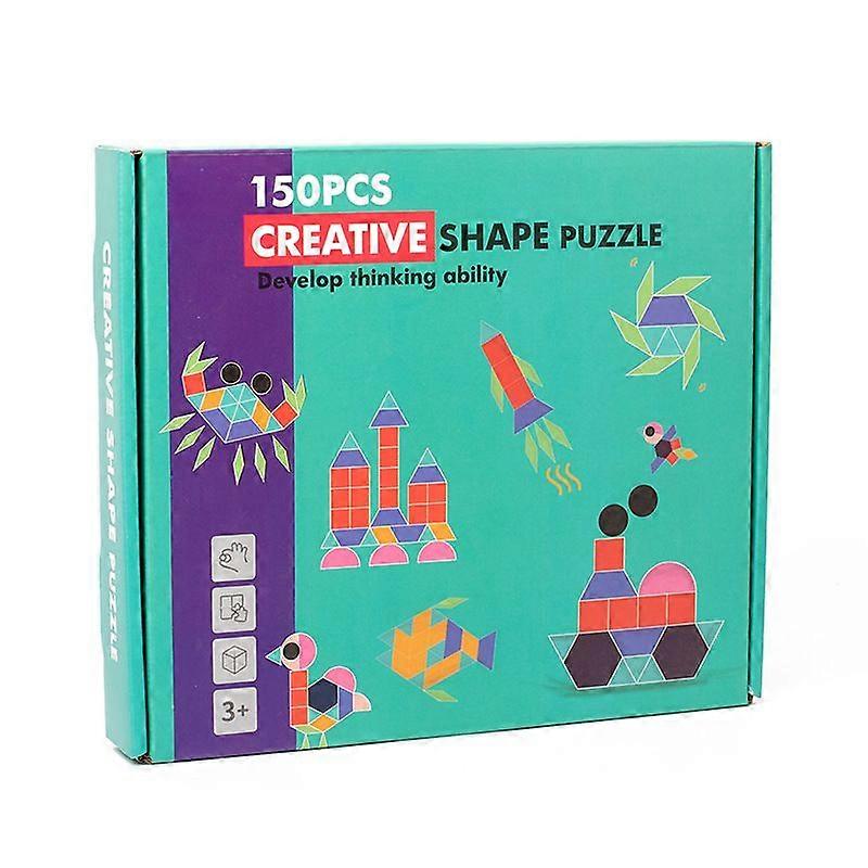 1 Set of Wooden Geometric Shapes Jigsaw Puzzle Board Toddler Intelligence Tangram Fun Shape Animal Puzzle Wooden