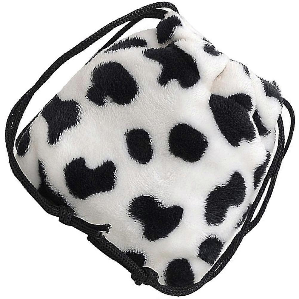 Plush Cow Pattern Crossbody Bag for Women – Stylish Drawstring Shoulder Purse with Bucket Design for Phone, Wallet & Keys – Compact Everyday Use for