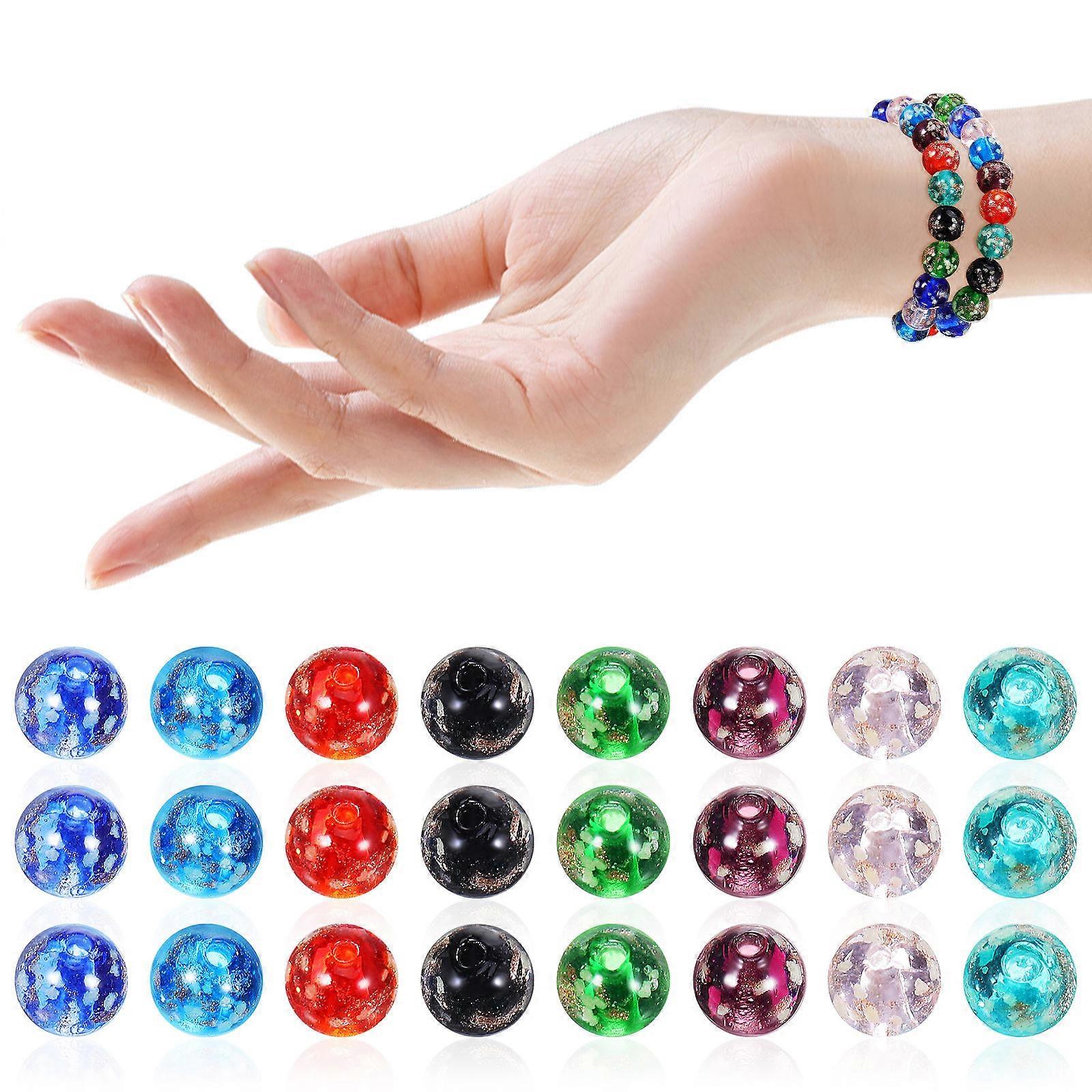 Glowing Beads Small Glass Beads For Sky Blue Round 40Pcs