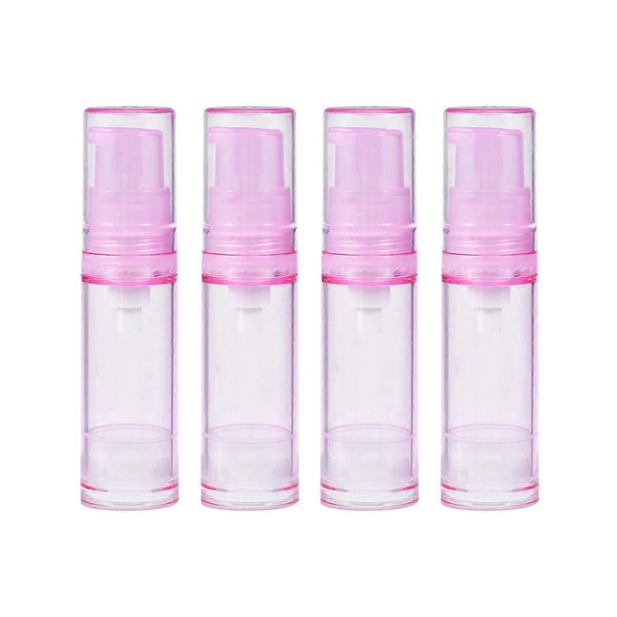 Travel Airless Pump Bottles Lotion Dispenser Pink Vacuum Pressure Emulsion Holding 5ml 4Pcs