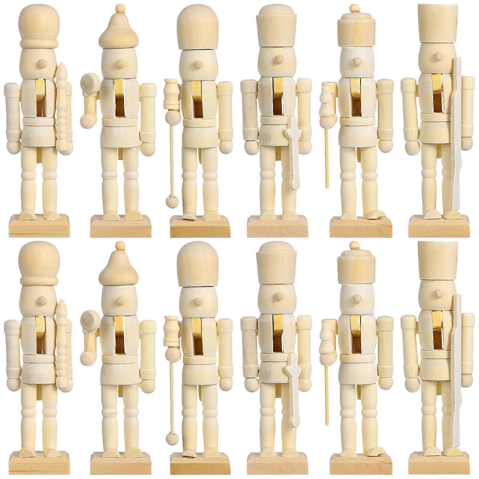 12pcs Unfinished Nutcracker Ornaments DIY Christmas Decorations for Creative Crafting, Safe & Lightweight Nutcracker Soldiers for Imagination & Play