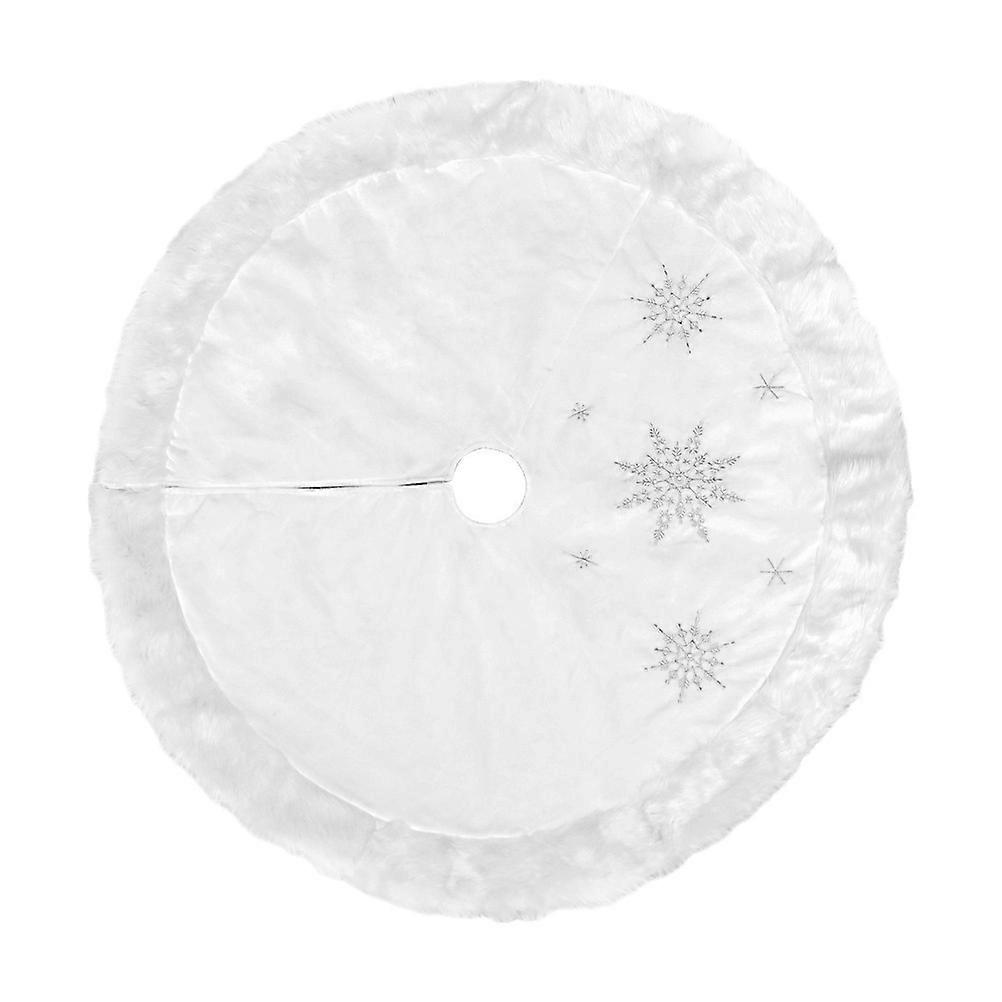 Christmas Tree Skirt Snowflake Style Classic Home Decoration 103x103cm Polyester Fiber Plastic Decoration Tree Base Cover 1Pcs