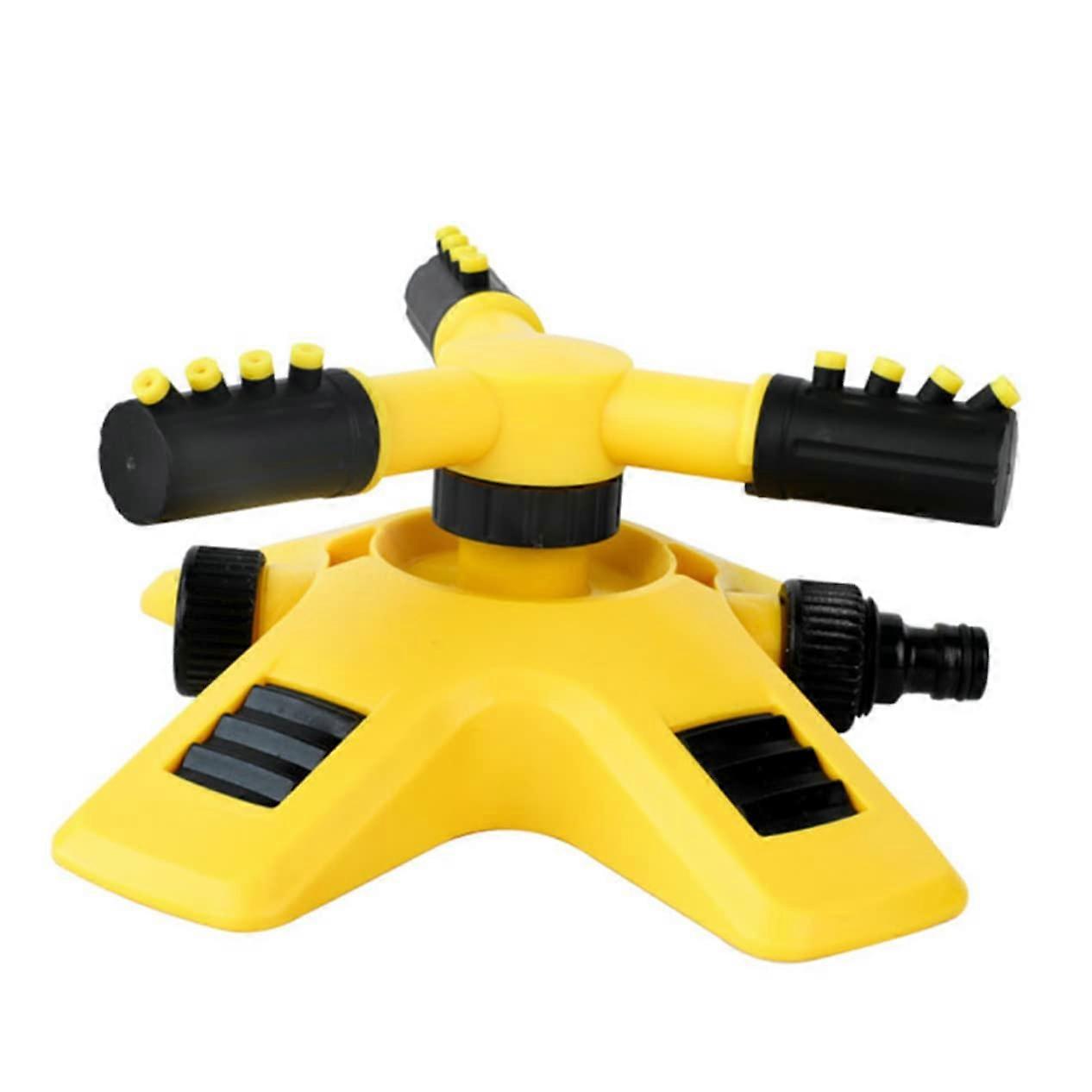 360-Degree Rotating Sprinkler for Garden Irrigation, Drip Watering for Raised Beds, Plastic Hose Sprayer in Yellow