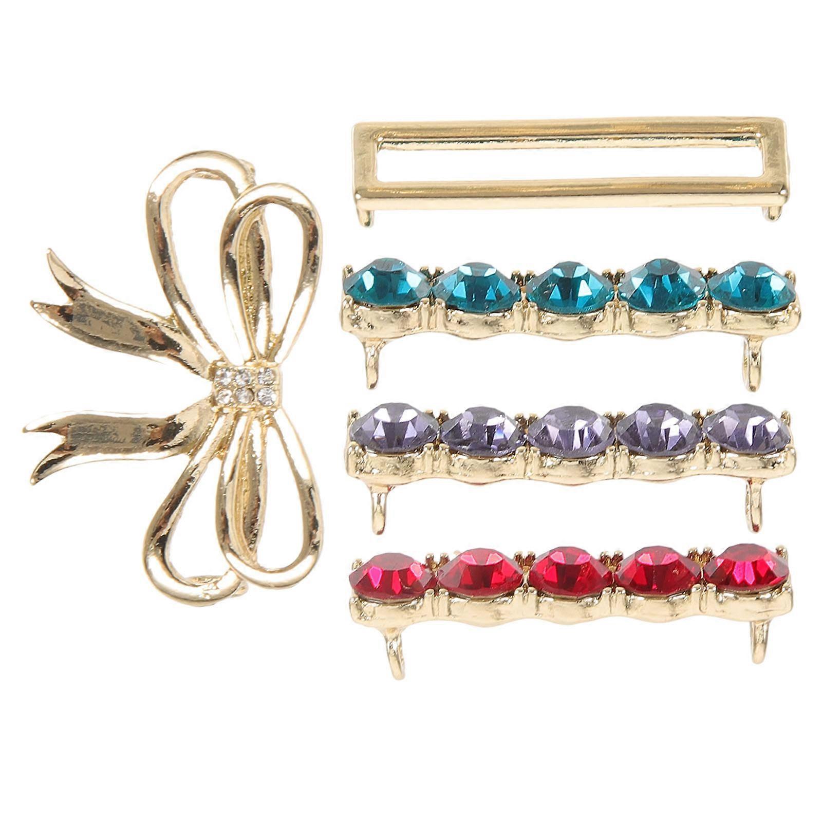 Shoe Charm Clips Small Shoelace Decorations Purple Diamond Rectangle Easy to Install/Remove 5 Pairs