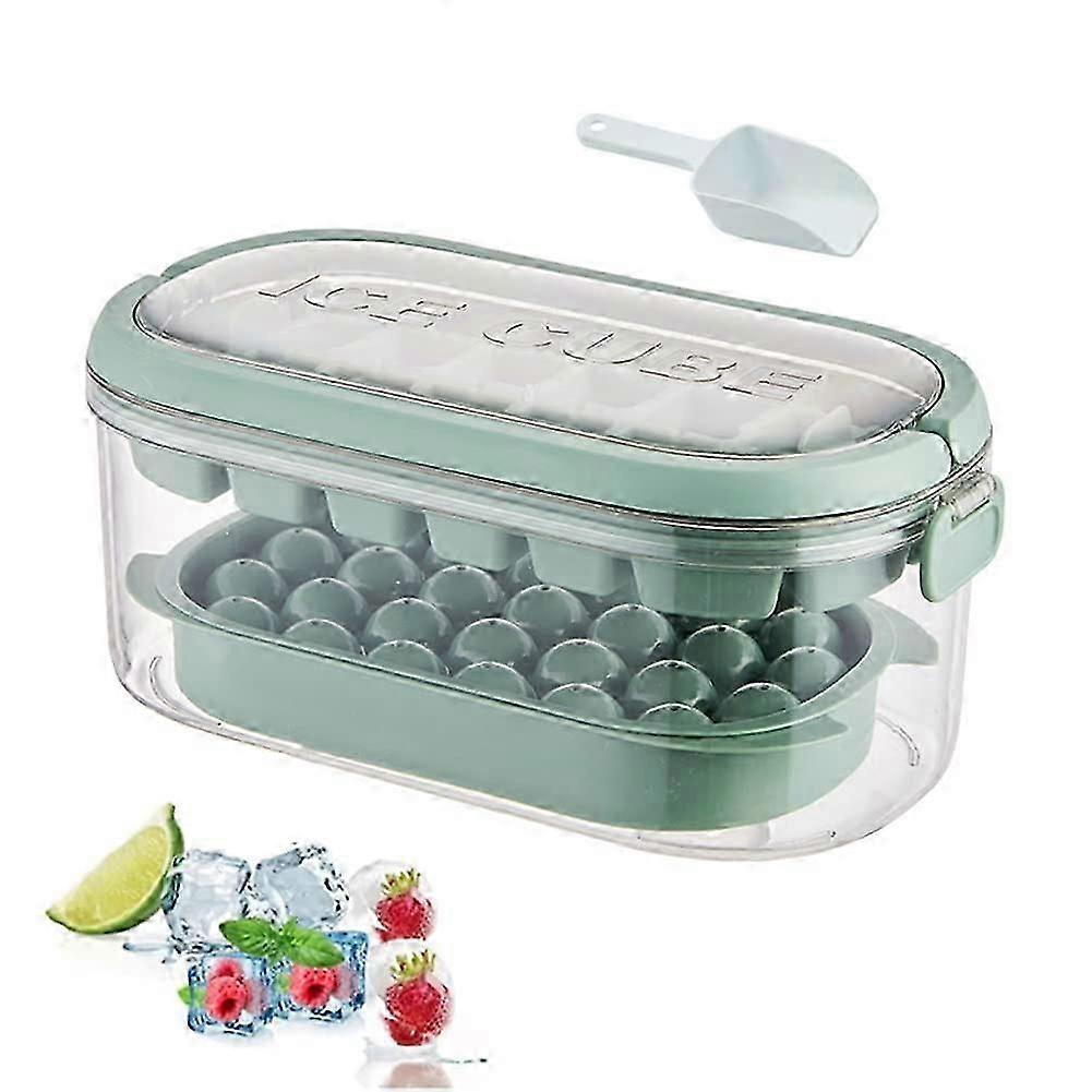 Ice Cube Trays with Lid and Storage Bin for Freezer, Square & Round Silicone Ice Cube Molds, BPA Free Easy Release Ice Cube Molds