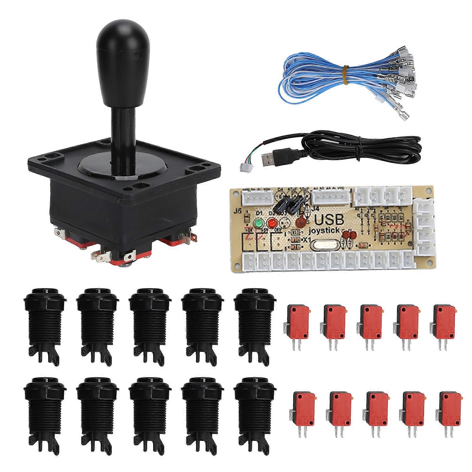 Kits de bricolage pour jeux d'arcade, accessoires de joystick avec adaptateur de carte d'encodeur USB pour PC, noir