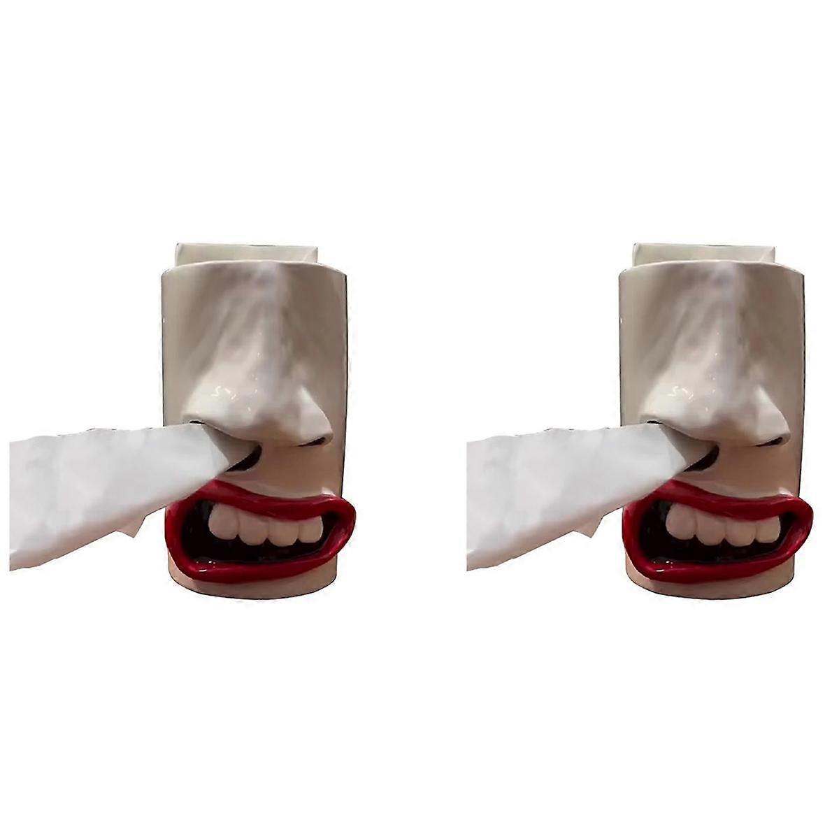 Funny Face Tissue Holder Big Nose Tissue Box Handmade Storage Box