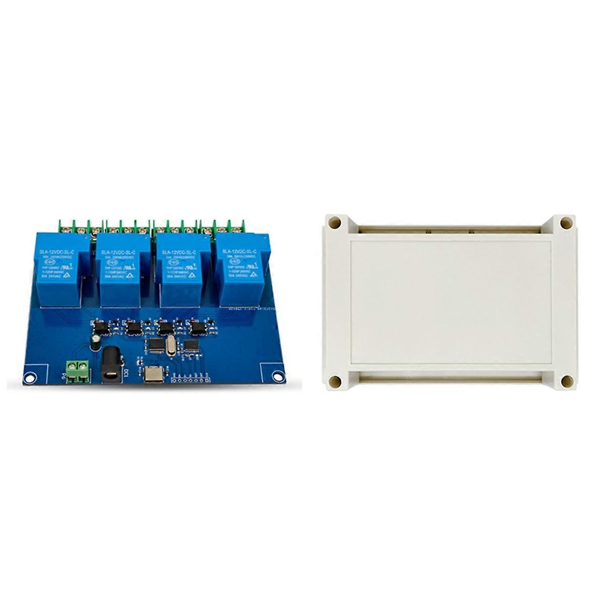 4CH USB-relémodul 12V 30A USB-C-relémodul med etui USB-datamaskin seriell port intelligent contr