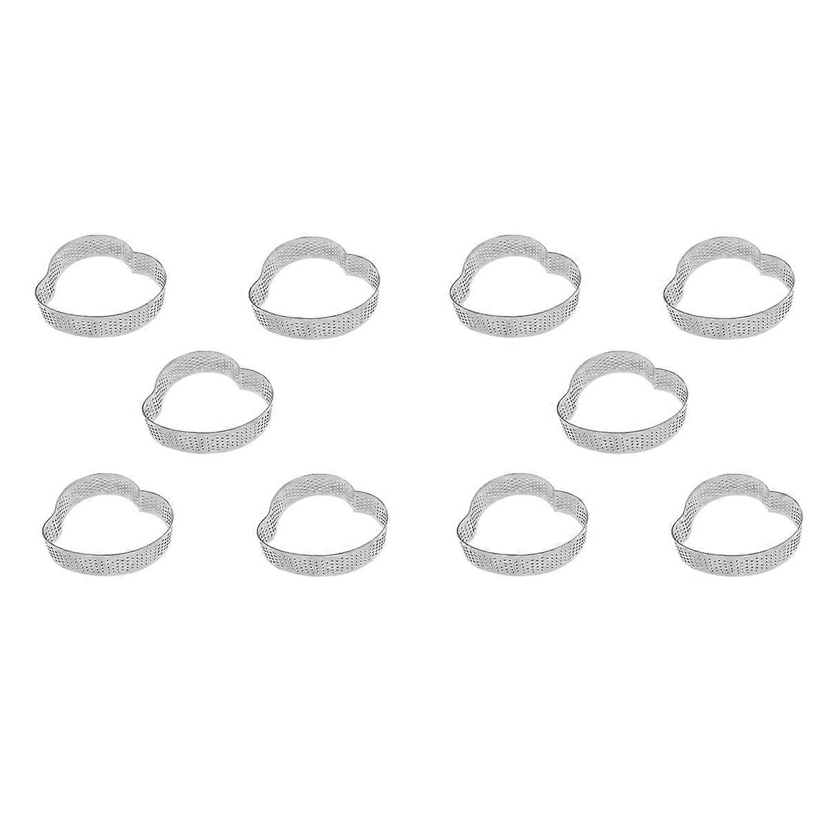 5 Pack Heart Tart Ring,Perforated Baking Ring,Pastry Ring
