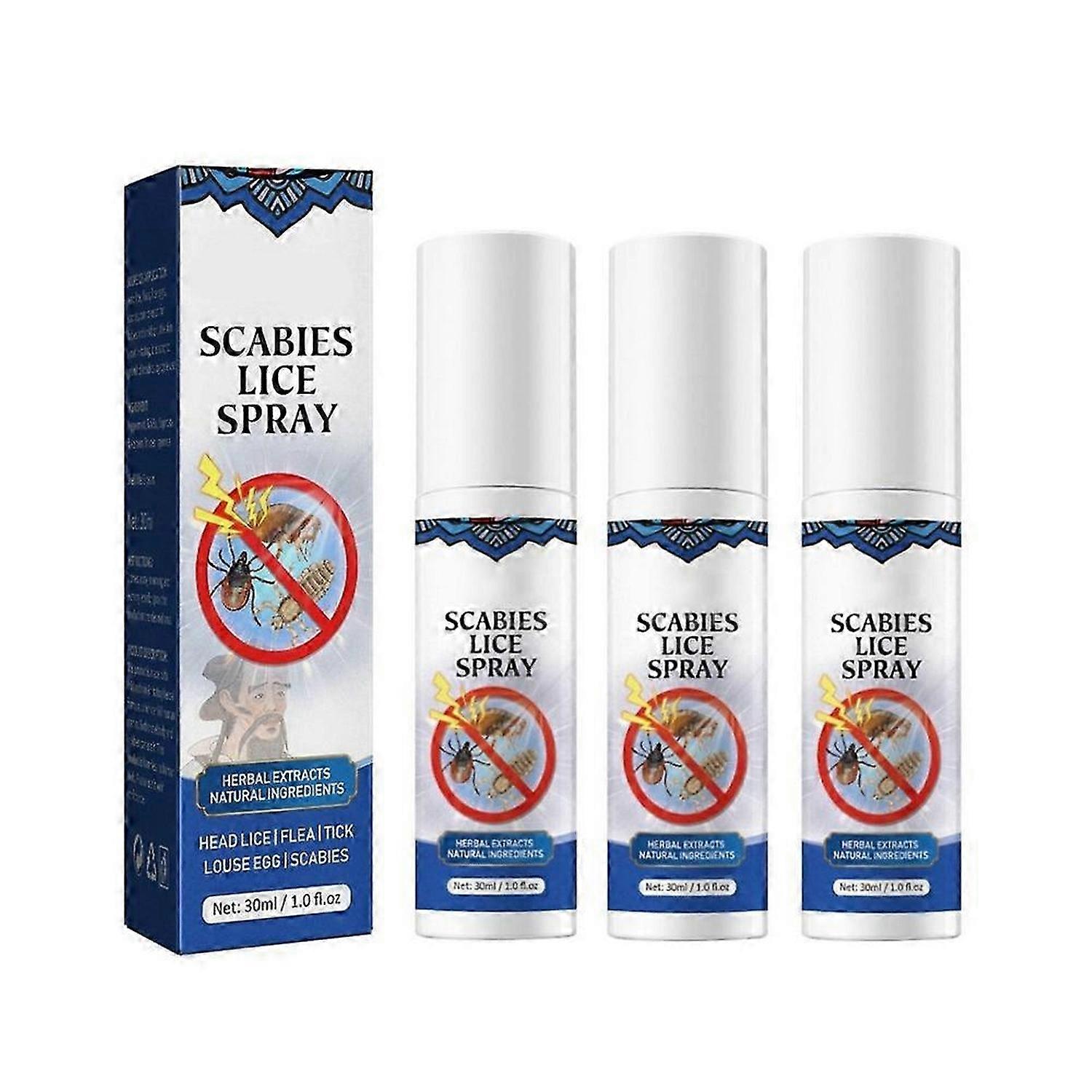 3pcs 30ml Krätze Läuse Entfernungsspray für Kopfläuse Entfernung Kopf Läuse Entfernungsspray
