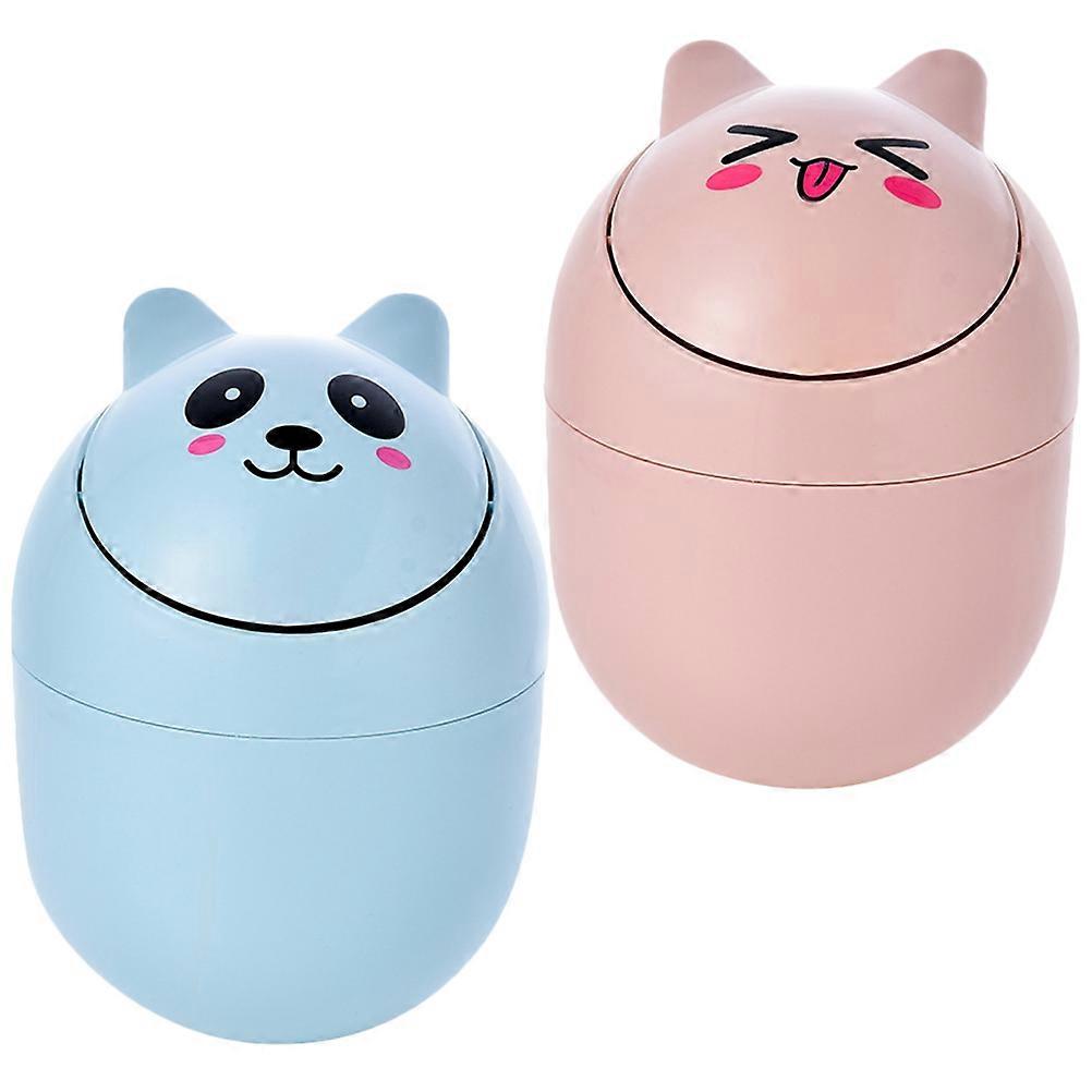 Mini Trash Can for Desk 2Pcs Plastic Assorted Color for Storage with Pop-Up Odor Control Feature