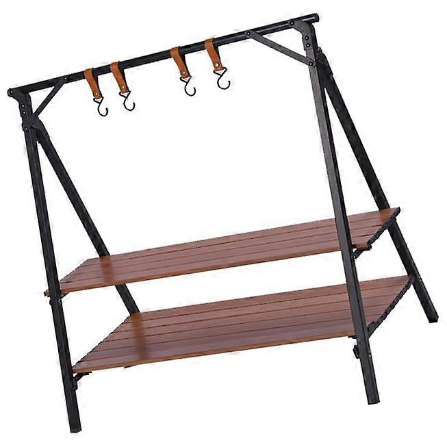Portable Outdoor Camping Hanging Shelf Triangle Storage Shelf With Hooks And Storage Bag Foldable Picnic Shelf Organiser