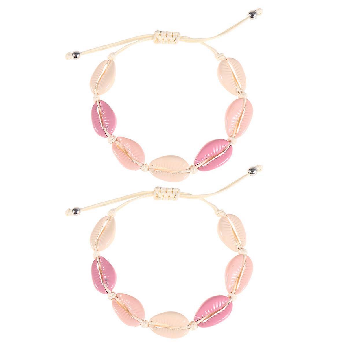 Seashells Bracelets Tropical Jewelry Girls Advertising Event Multi-Colored Shell 2Set