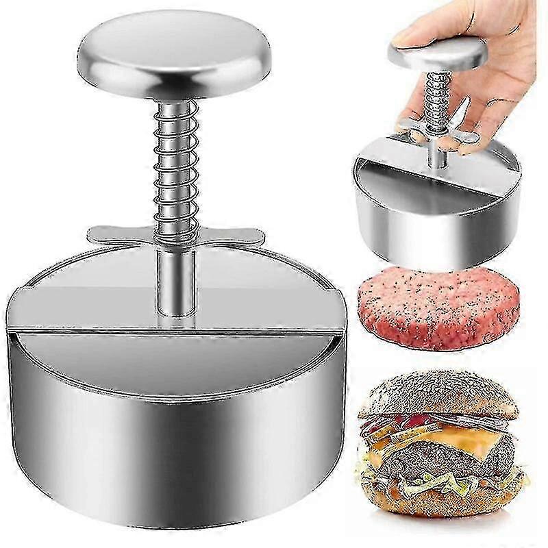 Hamburgerpers, hamburgerpasteitjesmaker, 304 roestvrij staal, handmatige vleesvorm, grillgereedschap, rundvlees varkenspasteitjespers, chuncc 80 mm