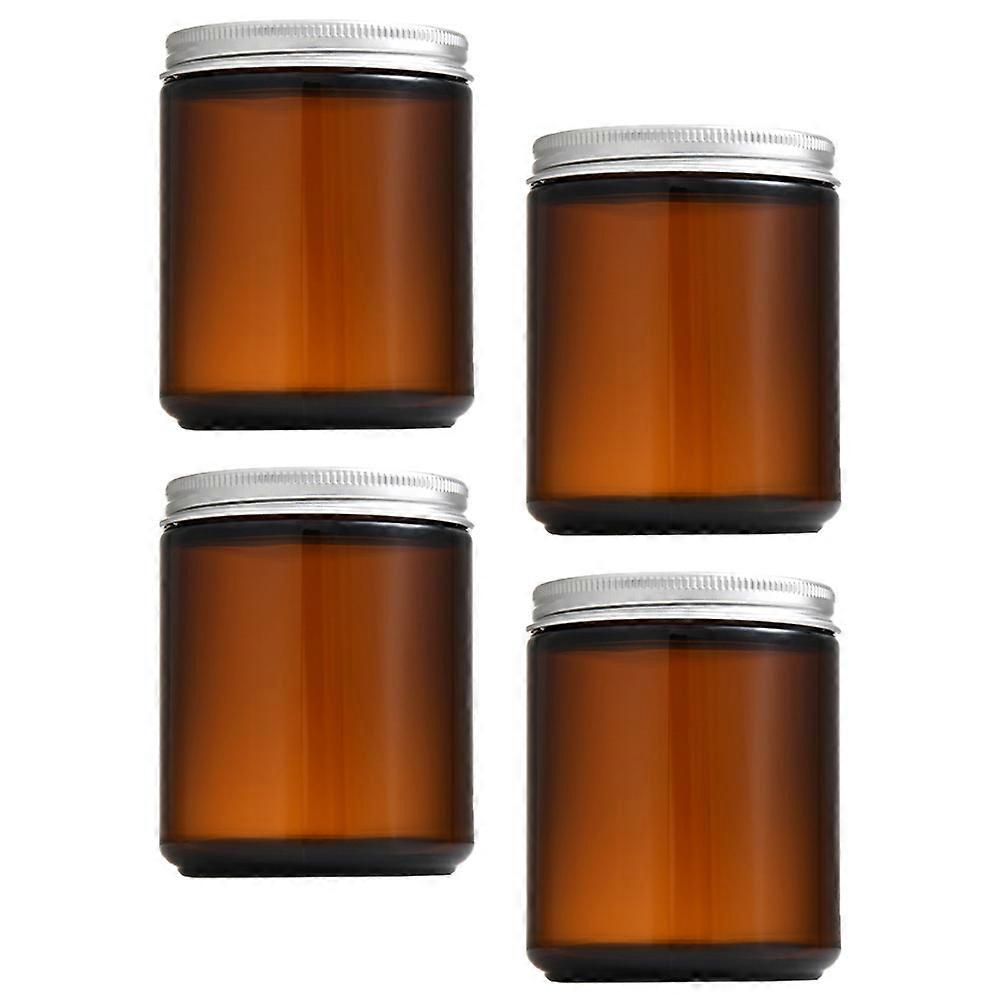 Containers For Candles Amber Glass Jars Round Shape Diy Projects 4Pcs