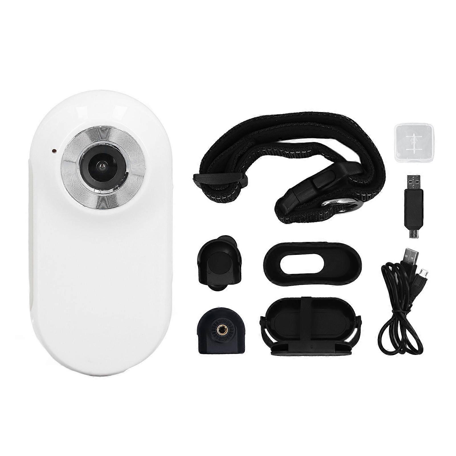 Pet Collar Camera 120° Wide Angle OTG Connection Lightweight Small Action Camera Pet Sport Camera with Back Clip for Dogs Cats White