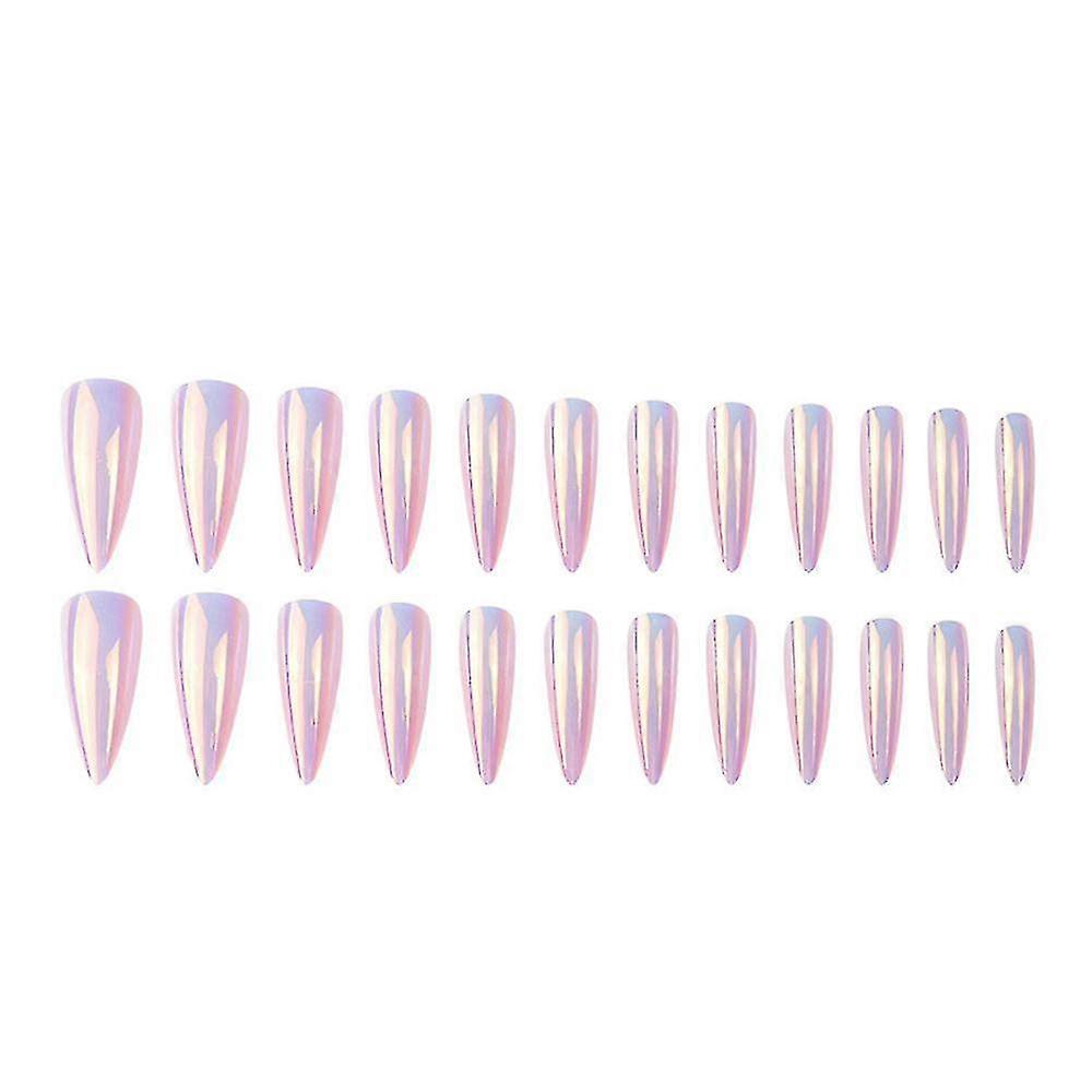 Long Fake Nails - Halo Dyeing Gradient Electroplating Style