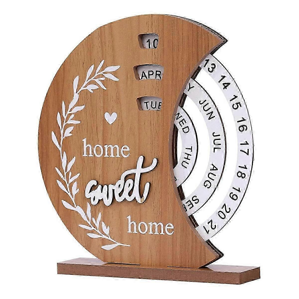 Puinen manuaalinen pyörivä pöytäkalenteri kodin ja toimiston sisustamiseen